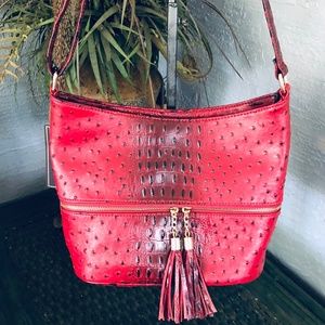 DEEP RED CROCO CROSSBODY BAG/Messenger New w/Tags